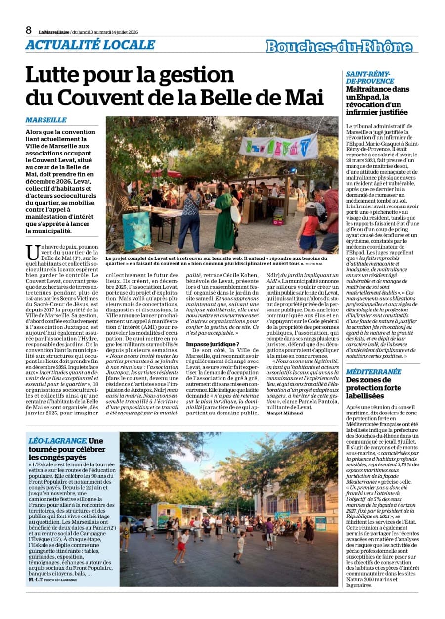 Aperçu de l'article La Marseillaise sur le couvent Levat